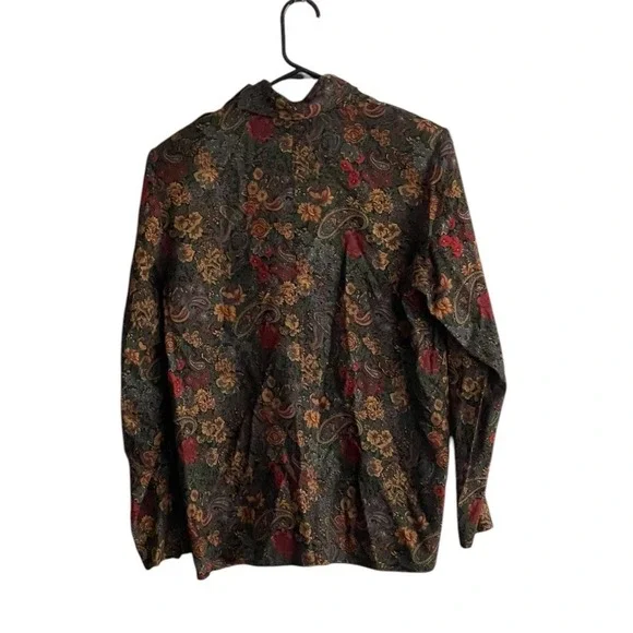 Vintage Talbots Blouse Sz 6 Wool Blend Paisley Floral Top Old Money  Retro - Picture 2 of 6